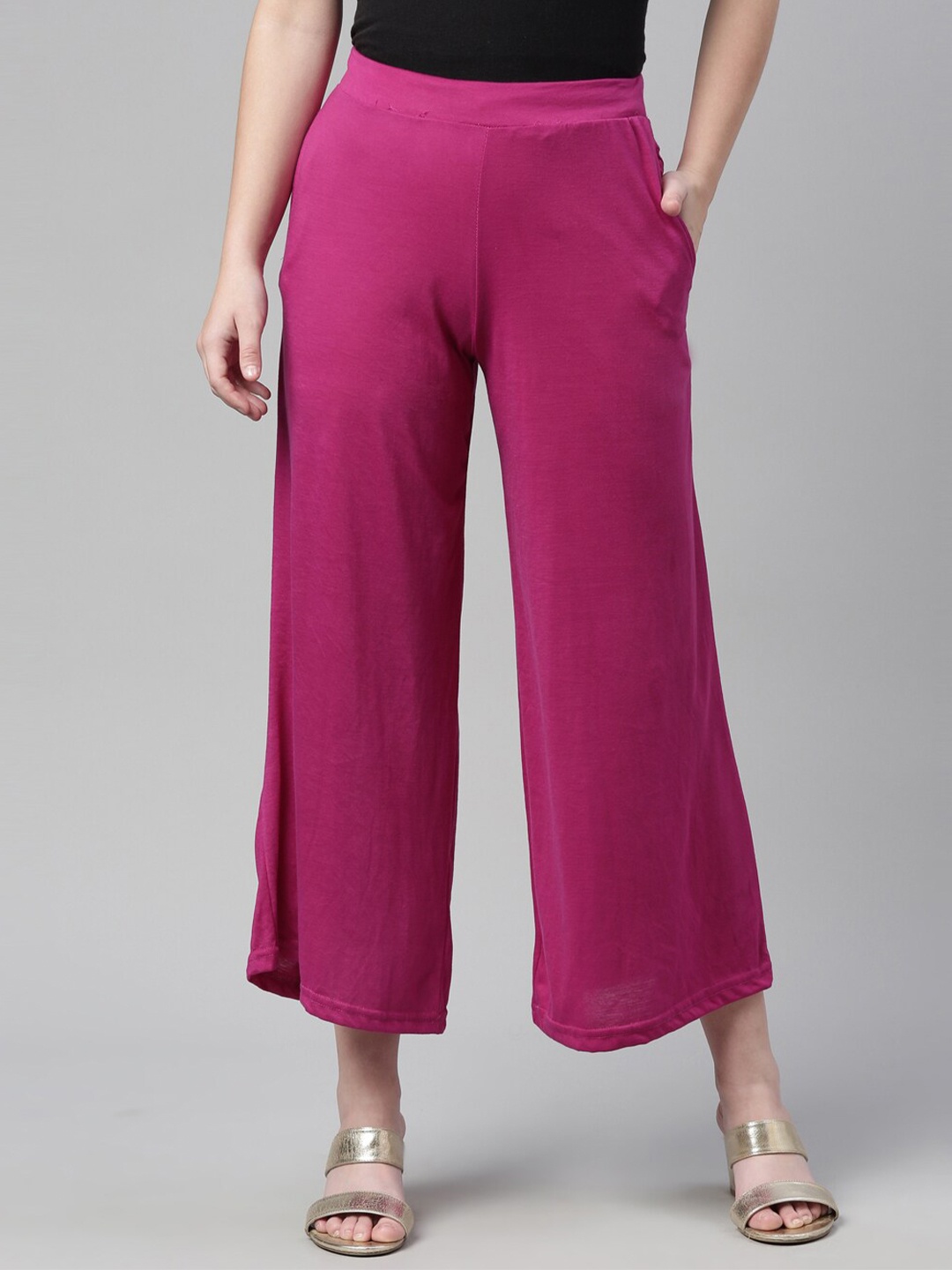 

Souchii Mid Rise Straight Fit Palazzos, Purple