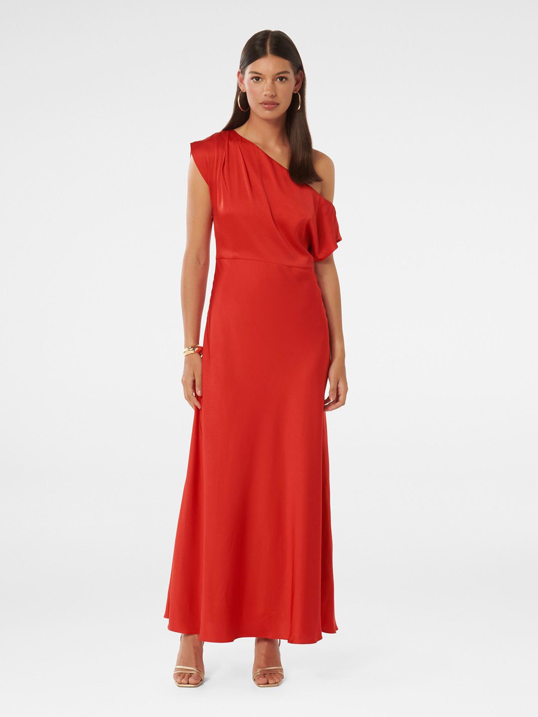 

Forever New One Shoulder Draped Maxi Dress, Red