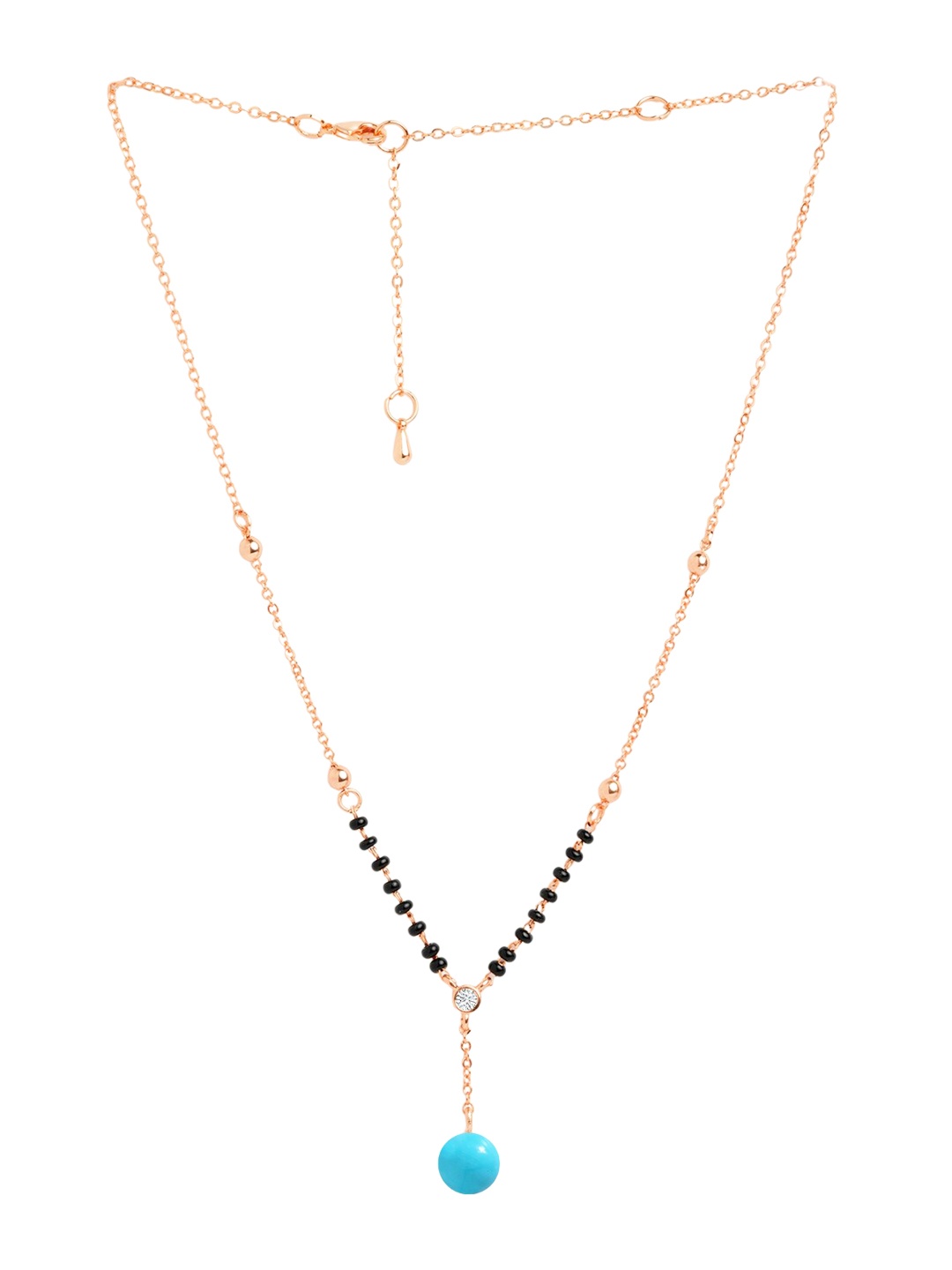 

MINUTIAE Rose Gold-Plated Artificial Stones and Beads Mangalsutra