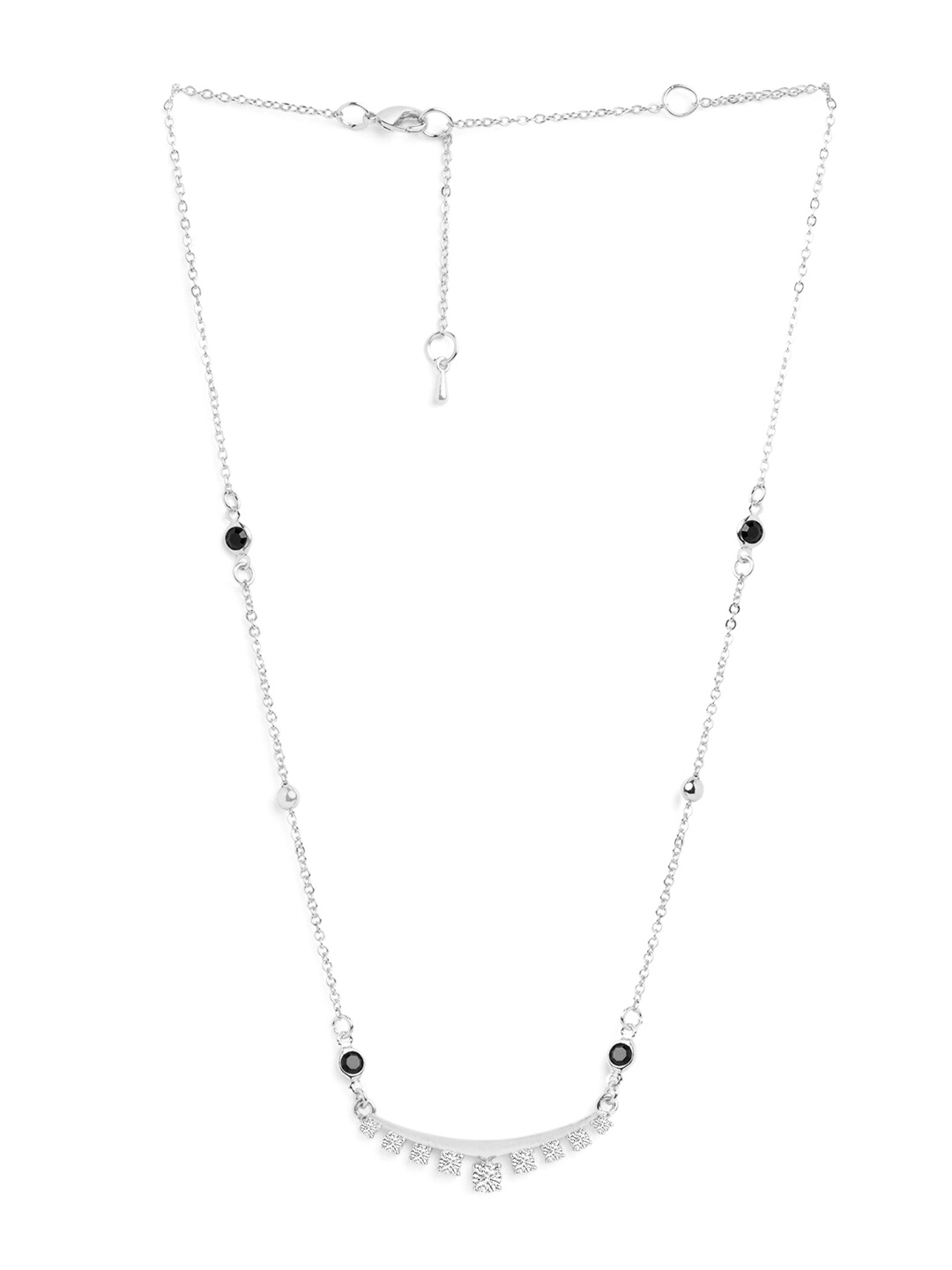 

MINUTIAE Silver-Plated Artificial Stones and Beads Mangalsutra