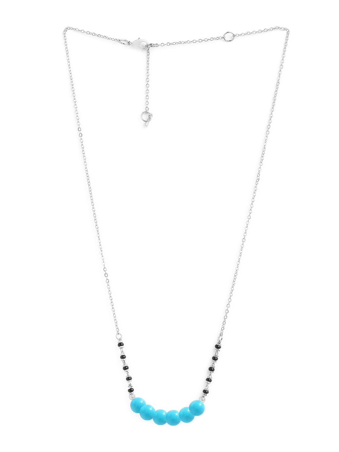 

MINUTIAE Silver-Plated Artificial Stones and Beads Mangalsutra