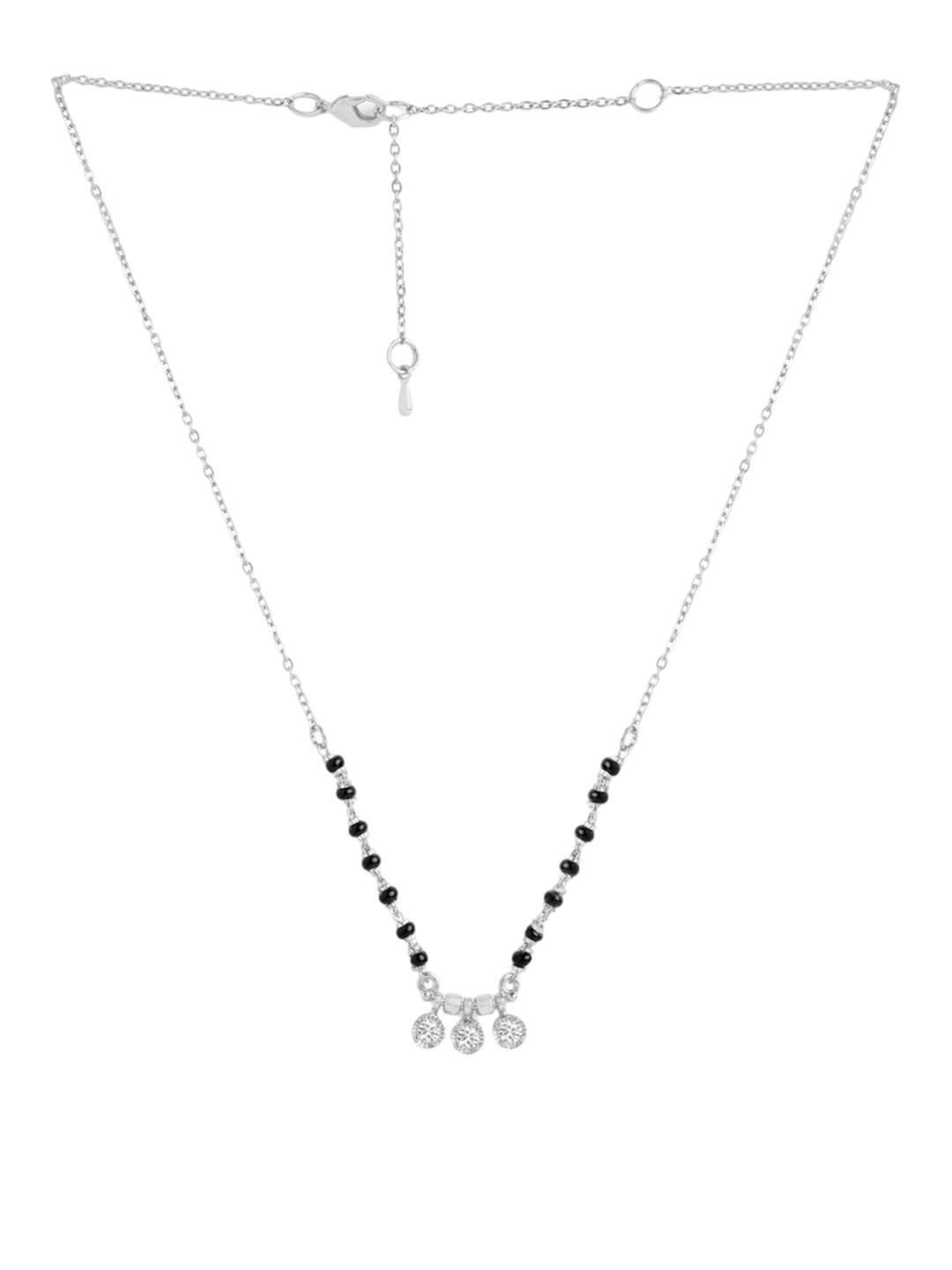 

MINUTIAE Silver-Plated Artificial Stones and Beads Mangalsutra