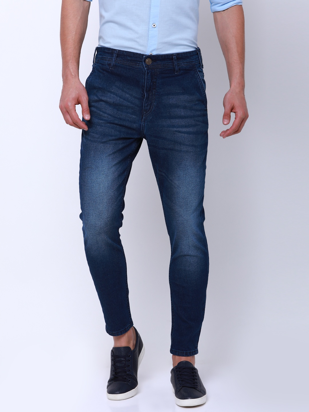 

HIGHLANDER by Rohit Sharma Men Blue Slim Mid-Rise Clean Look Stretchable Cropped Jeans