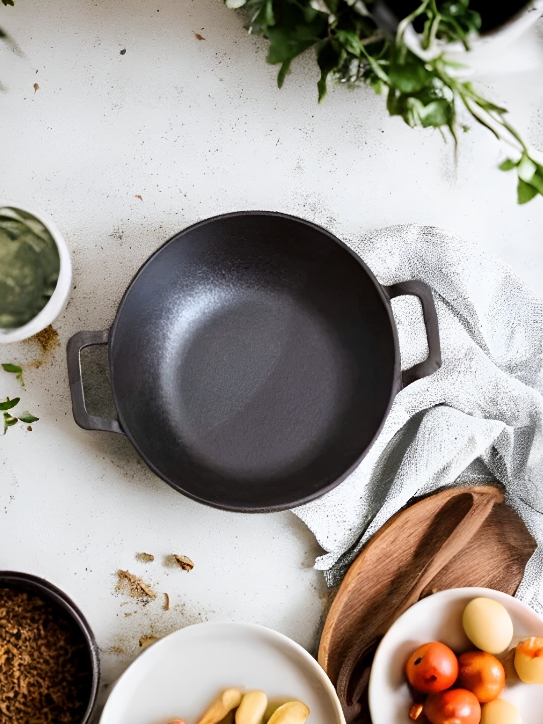 

THEDECORKART Black Cast Iron Kadhai