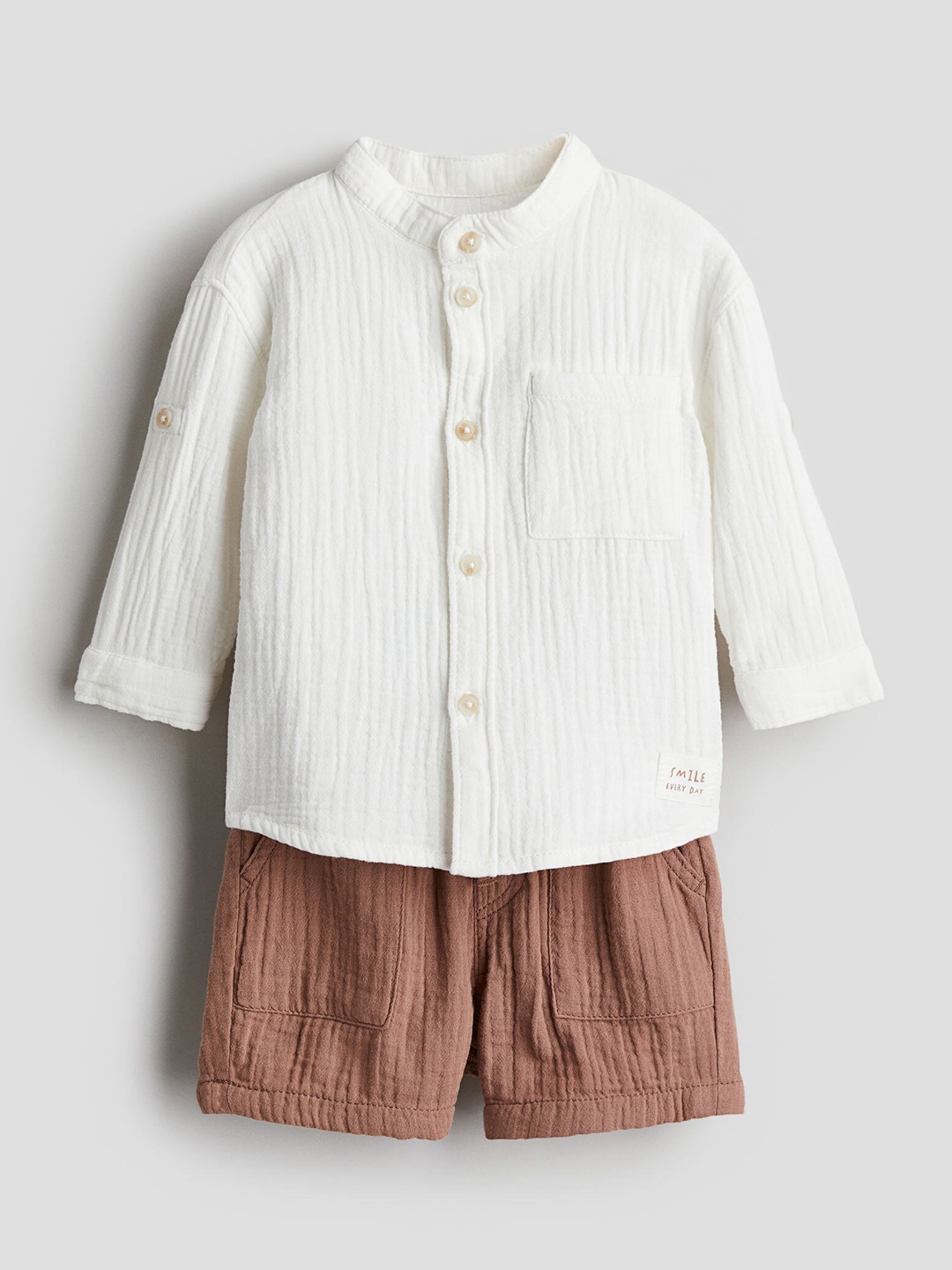 

H&M Boys 2-Piece Cotton Muslin Set, White