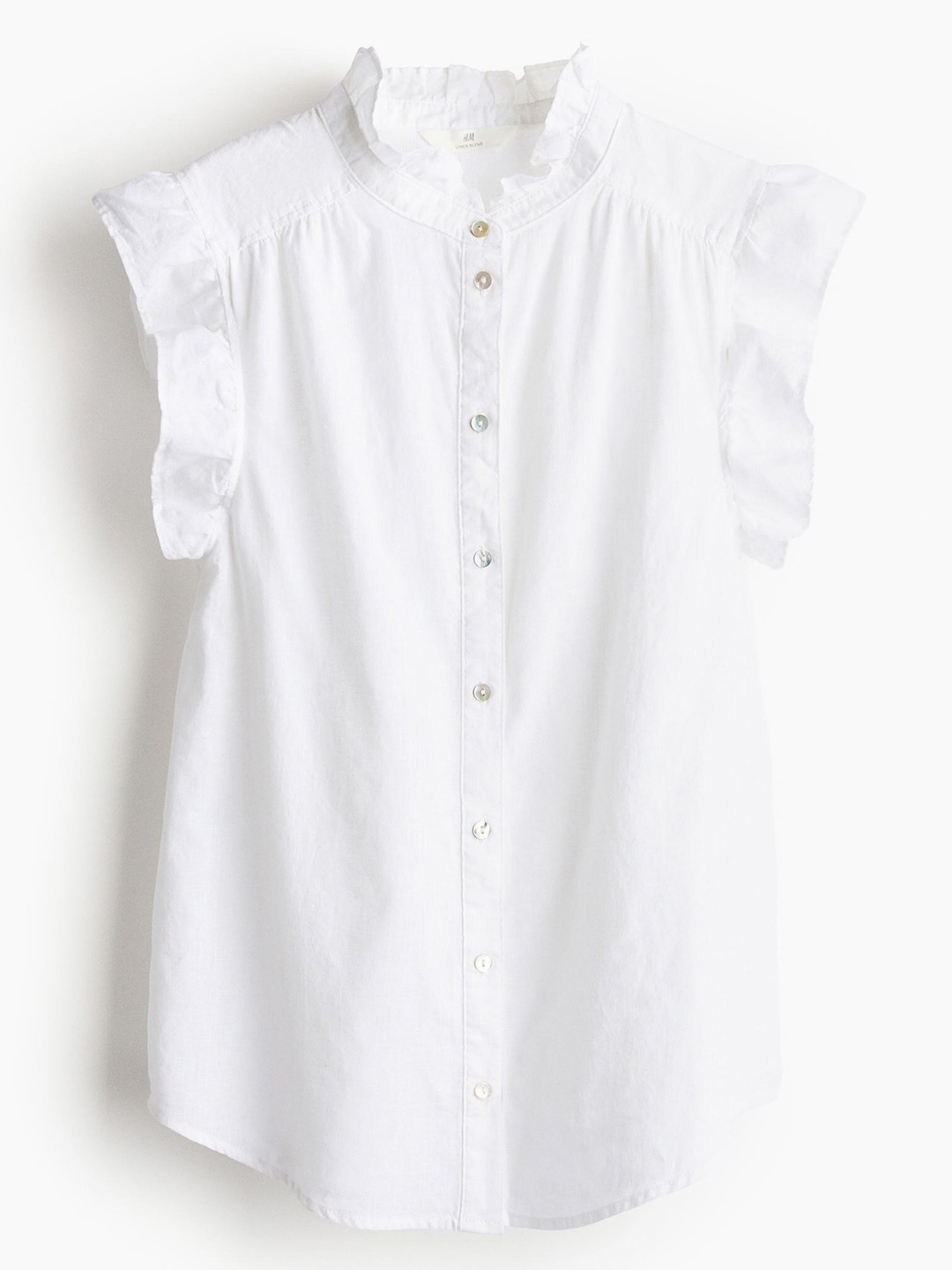 

H&M Women Linen-Blend Blouse, White