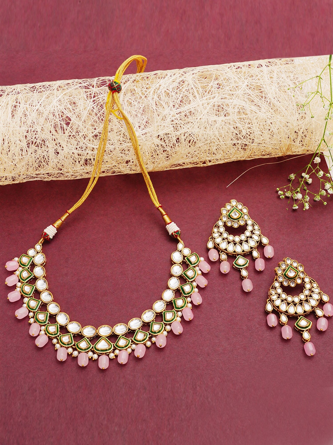 

Designbox Kundan Studded Jewellery Set, Gold