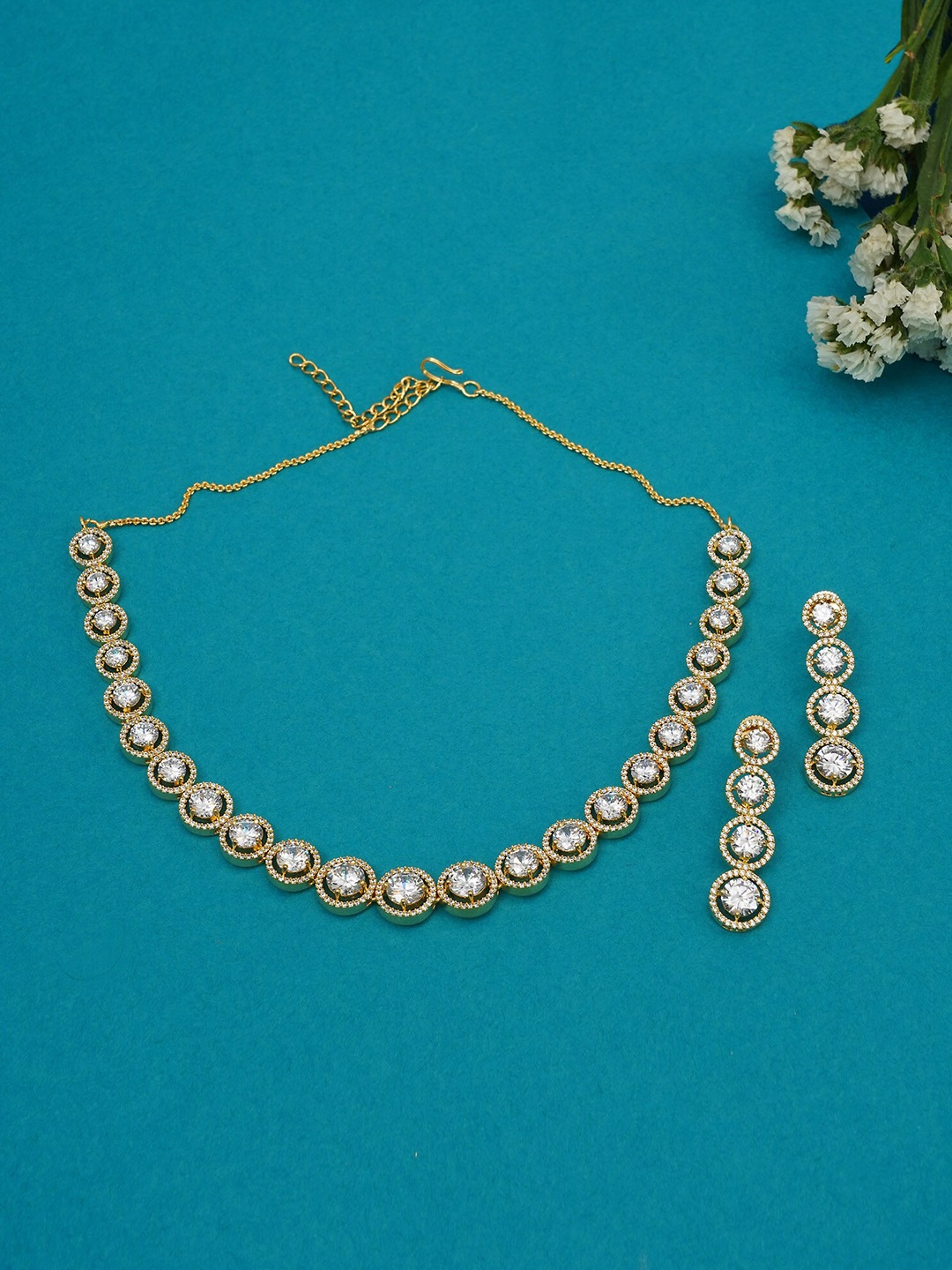 

Designbox Gold-Plated Cubic Zirconia Studded Necklace Set