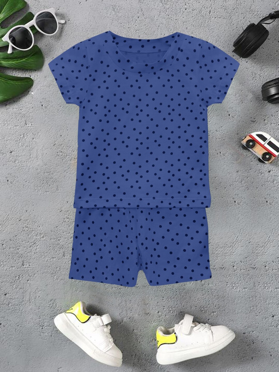 

A.T.U.N. Boys Printed Round Neck Pure Cotton T-shirt With Short, Blue