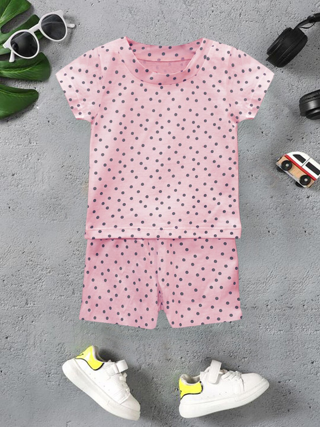 

A.T.U.N. Boys Printed Round Neck Pure Cotton T-shirt With Short, Pink