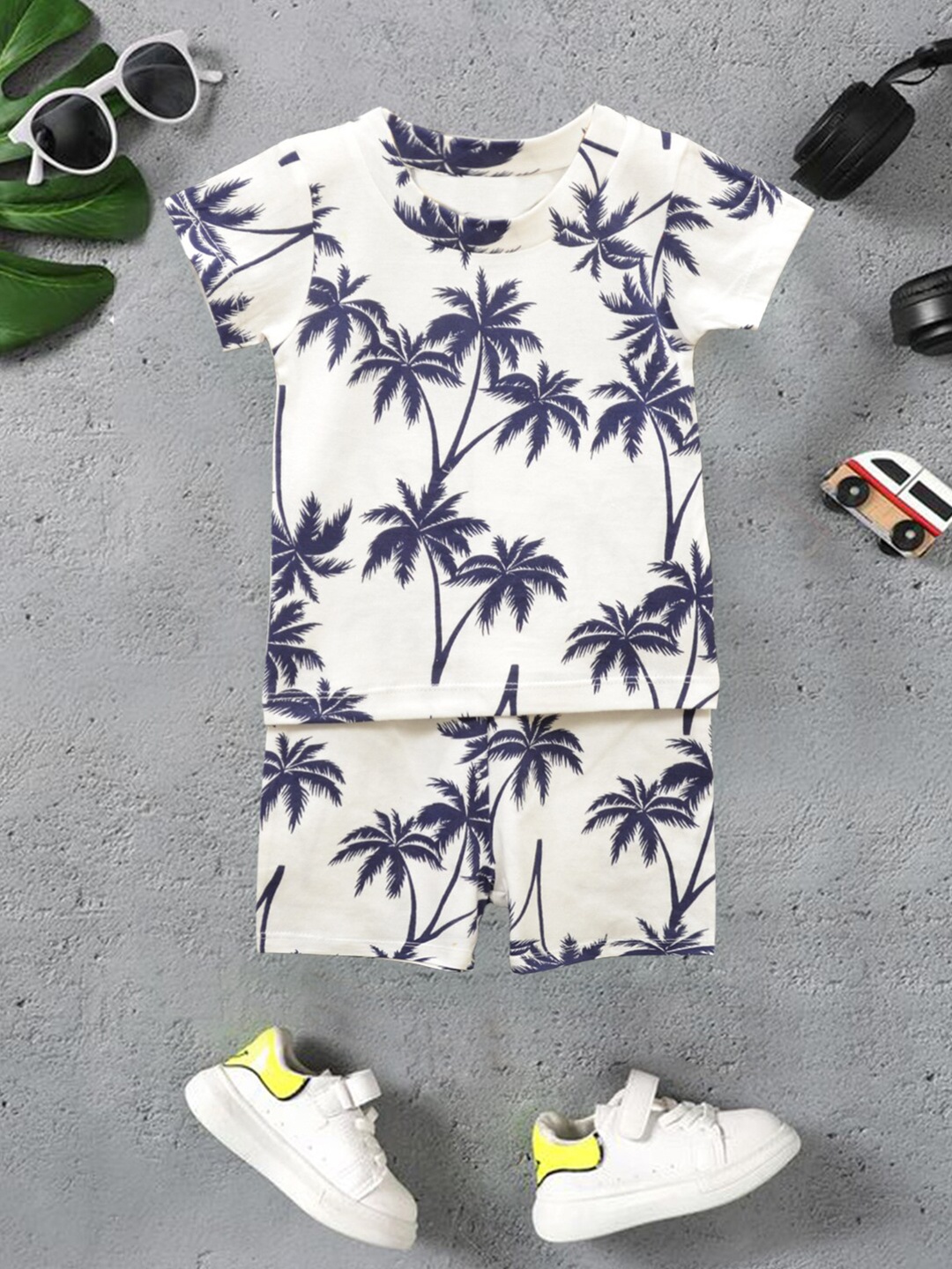 

A.T.U.N. Boys Printed Round Neck Pure Cotton T-shirt With Short, Navy blue