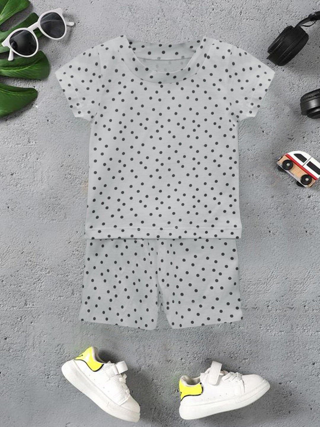 

A.T.U.N. Boys Printed Round Neck Pure Cotton T-shirt With Short, Grey