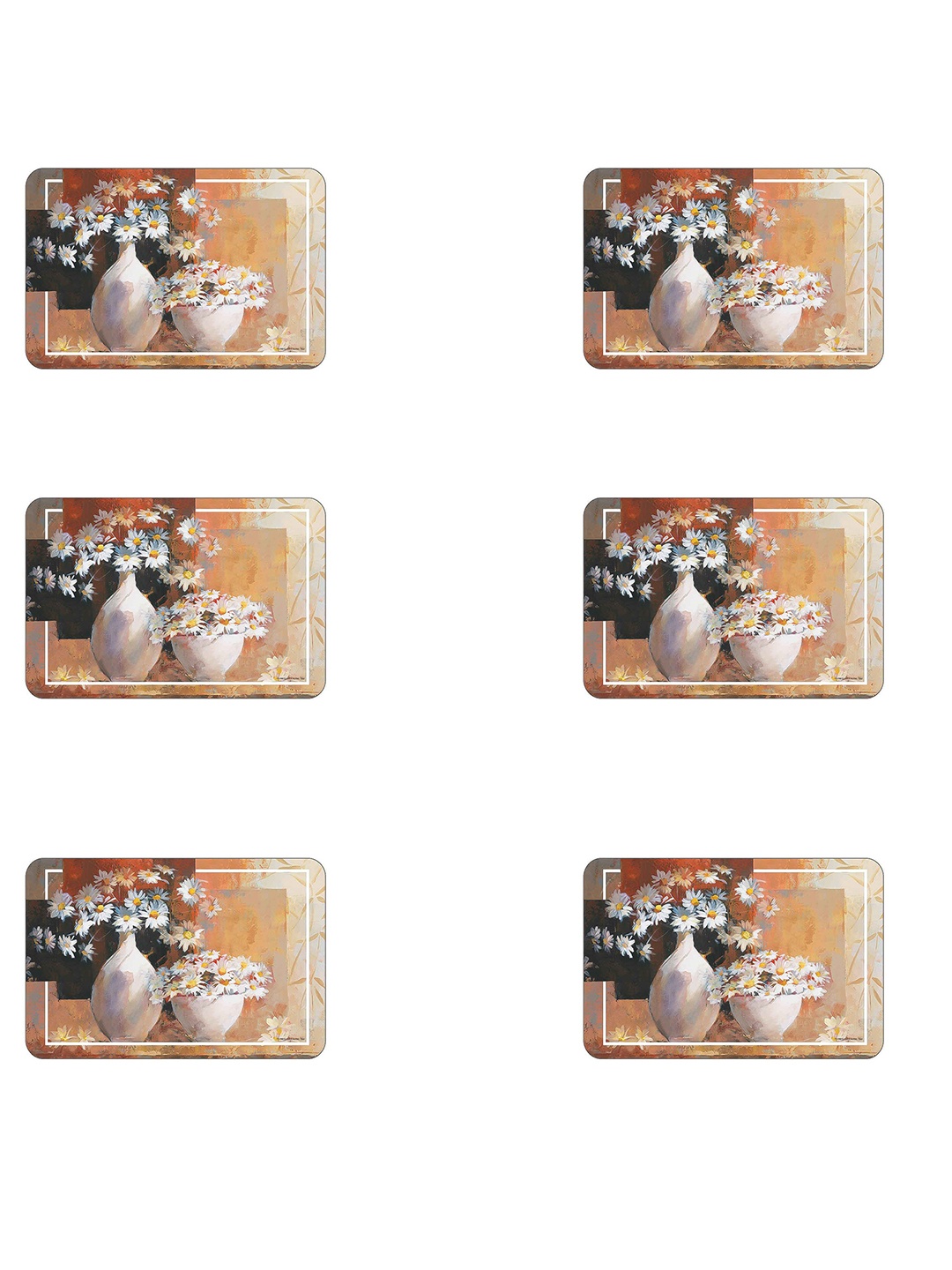 

Freelance Frosted Orange 6 Pieces Floral Rectangle Floral Table Mats