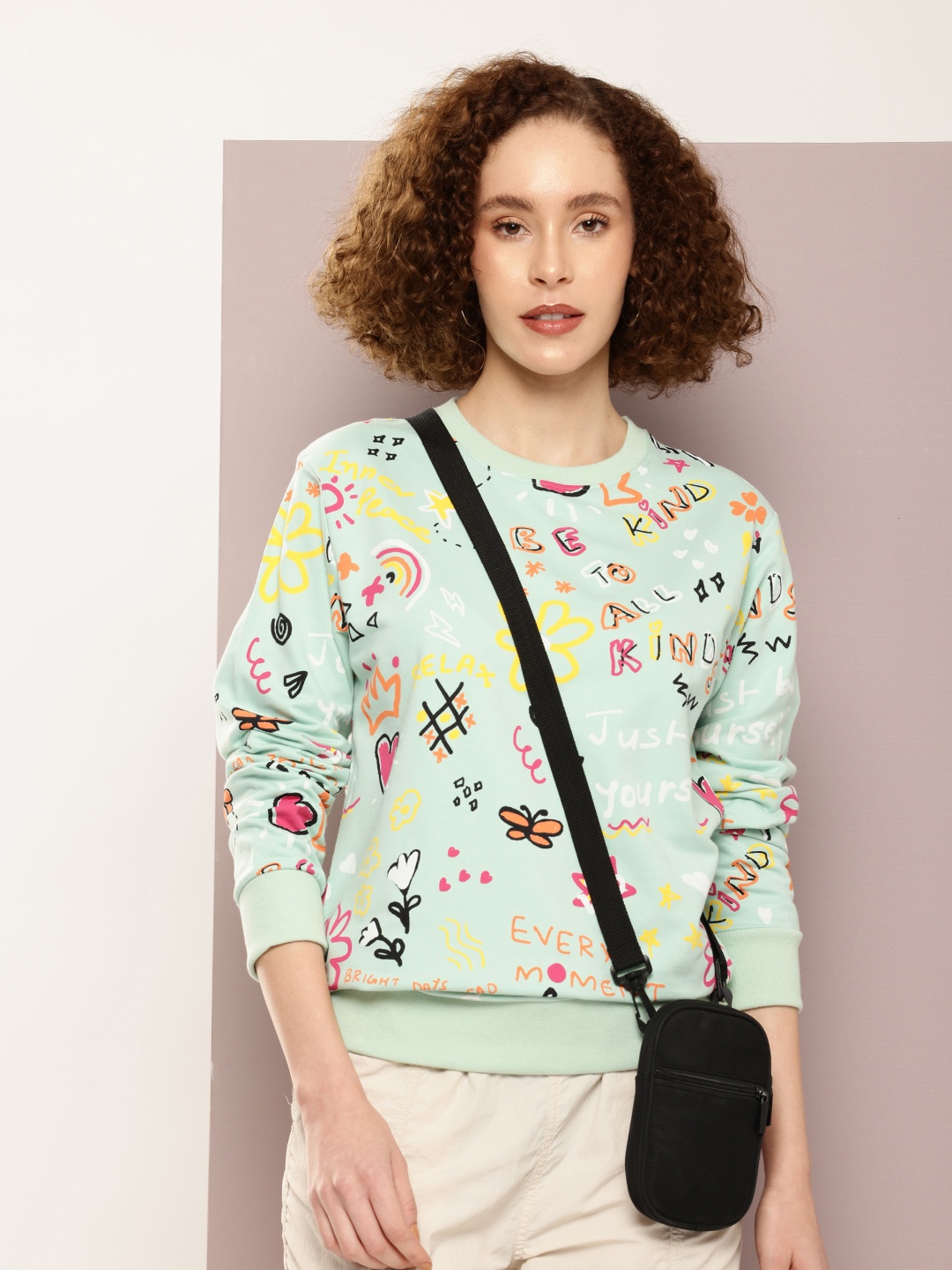

Kook N Keech Women Graphic Printed Sweatshirt, Sea green