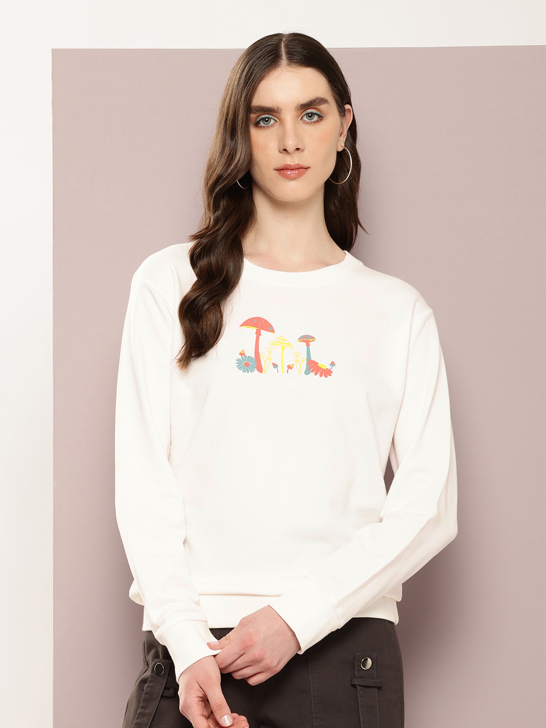 

Kook N Keech Women Graphic Printed Sweatshirt, White