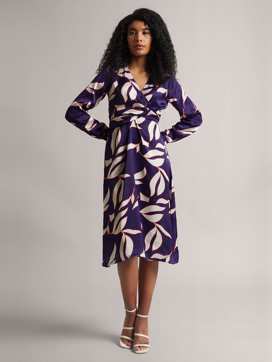 

Zaccai Satin Abstract A-Line Dress, Purple
