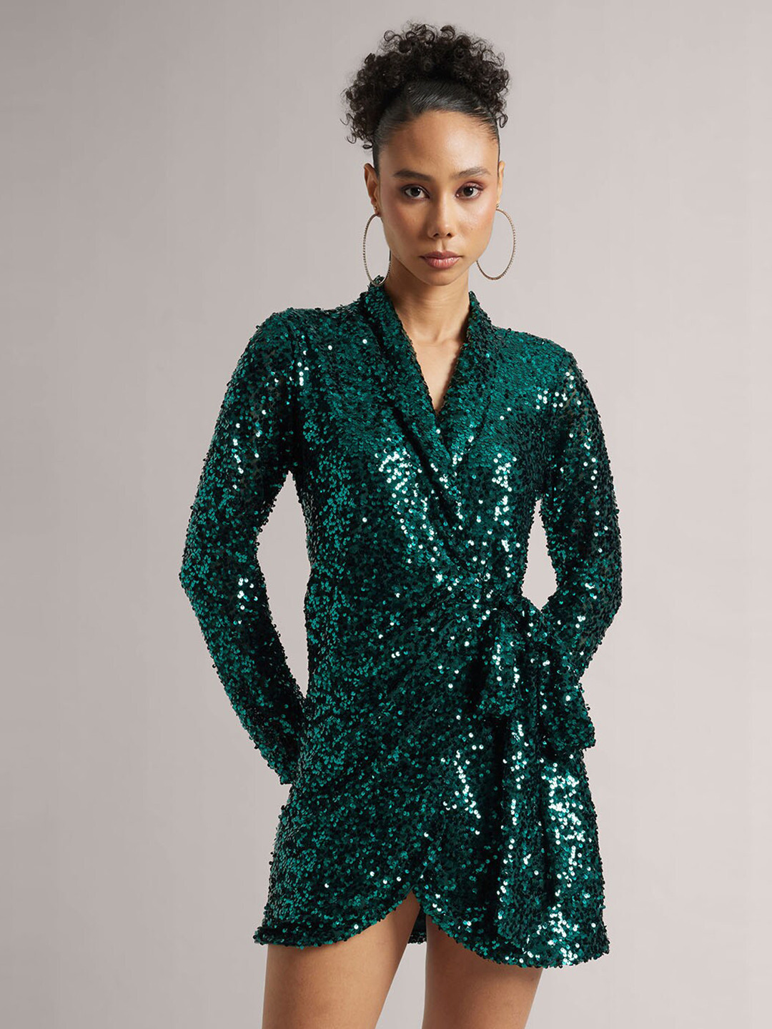 

Zaccai Sequin Embellished Wrap Dress, Green