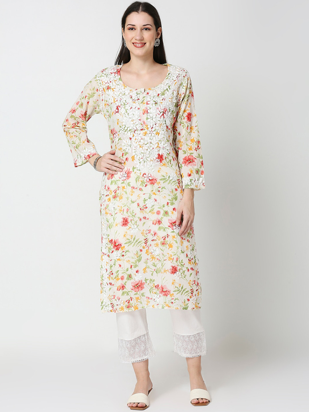 

Indiankala4u Floral Printed Kurta, Red