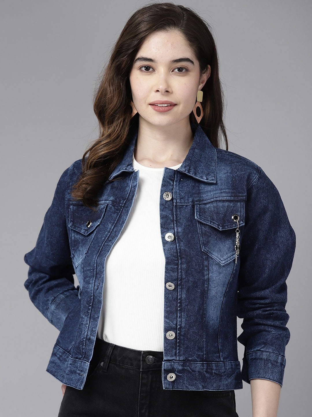 

BAESD Washed Cotton Denim Jacket, Navy blue