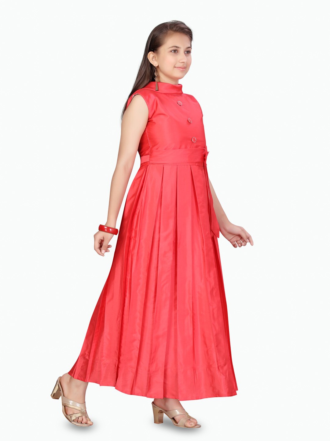 

BAESD Mandarin Collar Maxi Dress, Red