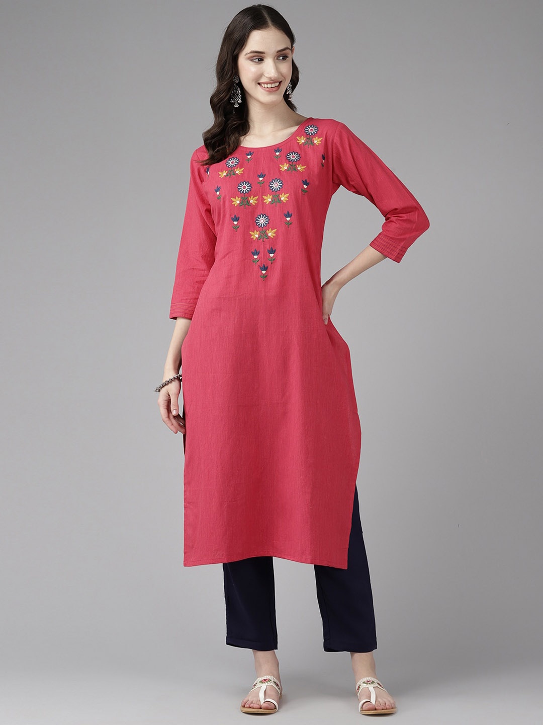 

BAESD Women Yoke Design Kurta, Pink