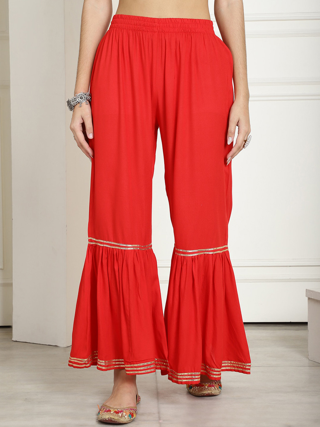

KALINI Wide Leg Ethnic Sharara, Red