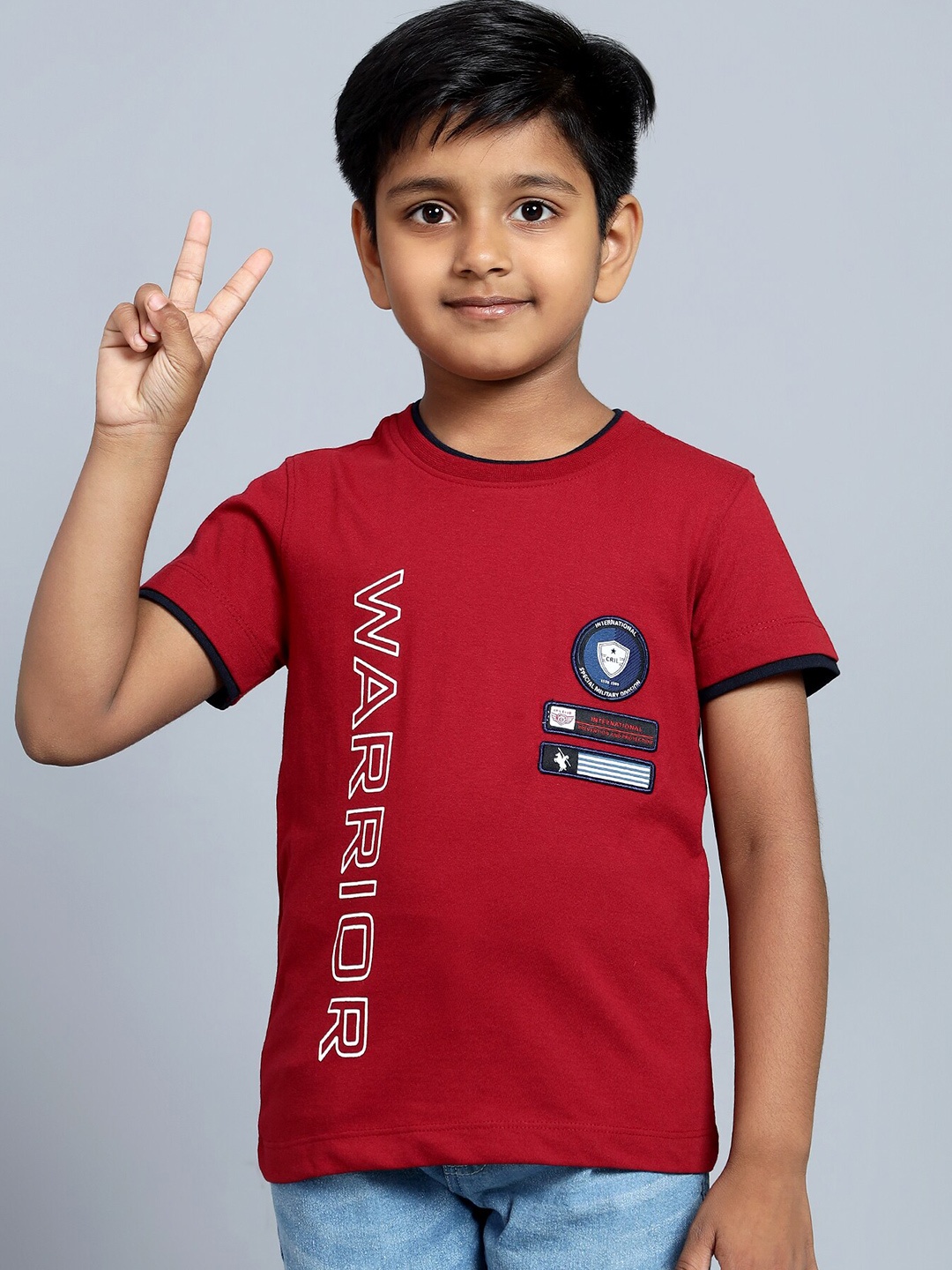 

Cantabil Boys Typography Printed Round Neck T-shirt, Red