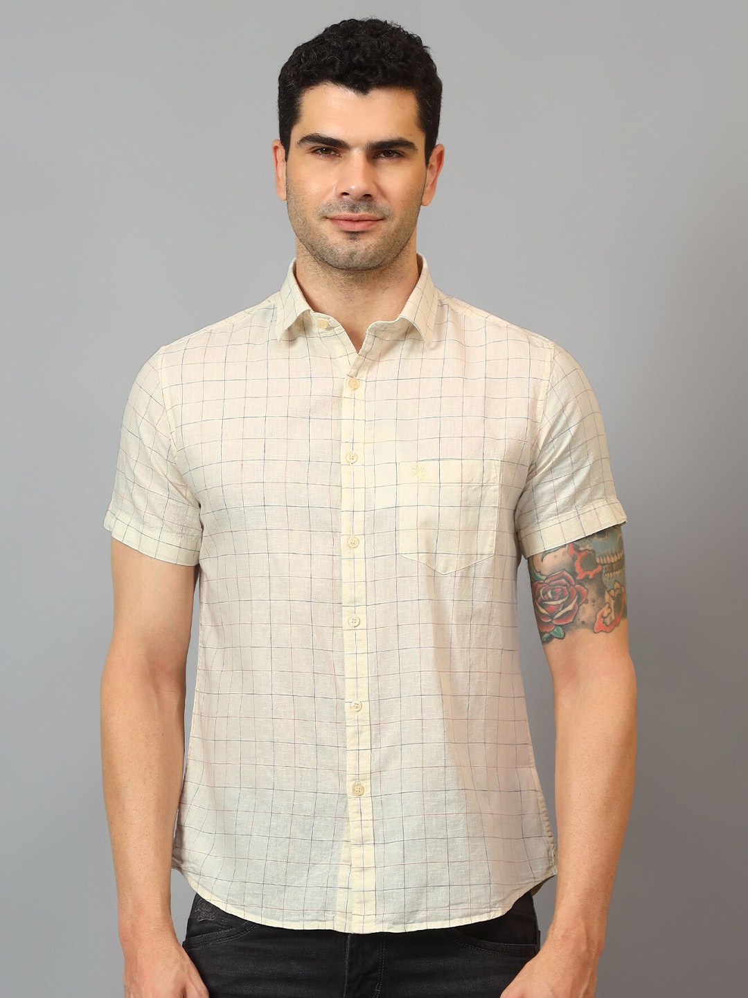 

Cantabil Comfort Checked Casual Shirt, Yellow