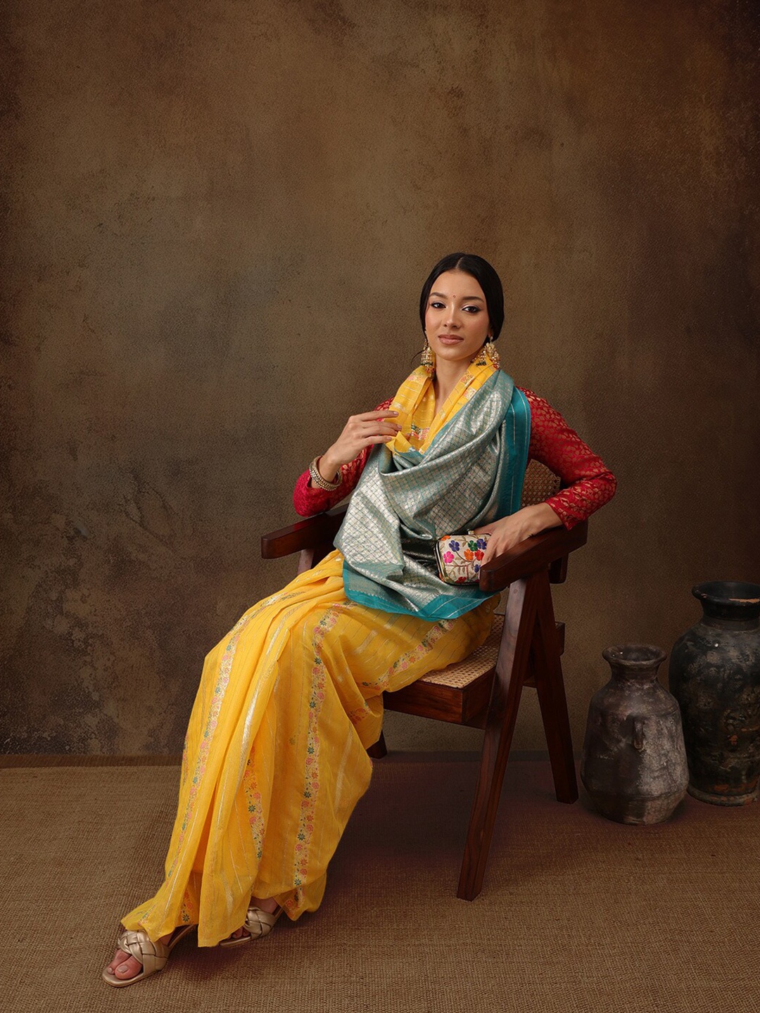 

Silk Land Woven Design Zari Banarasi Saree, Yellow