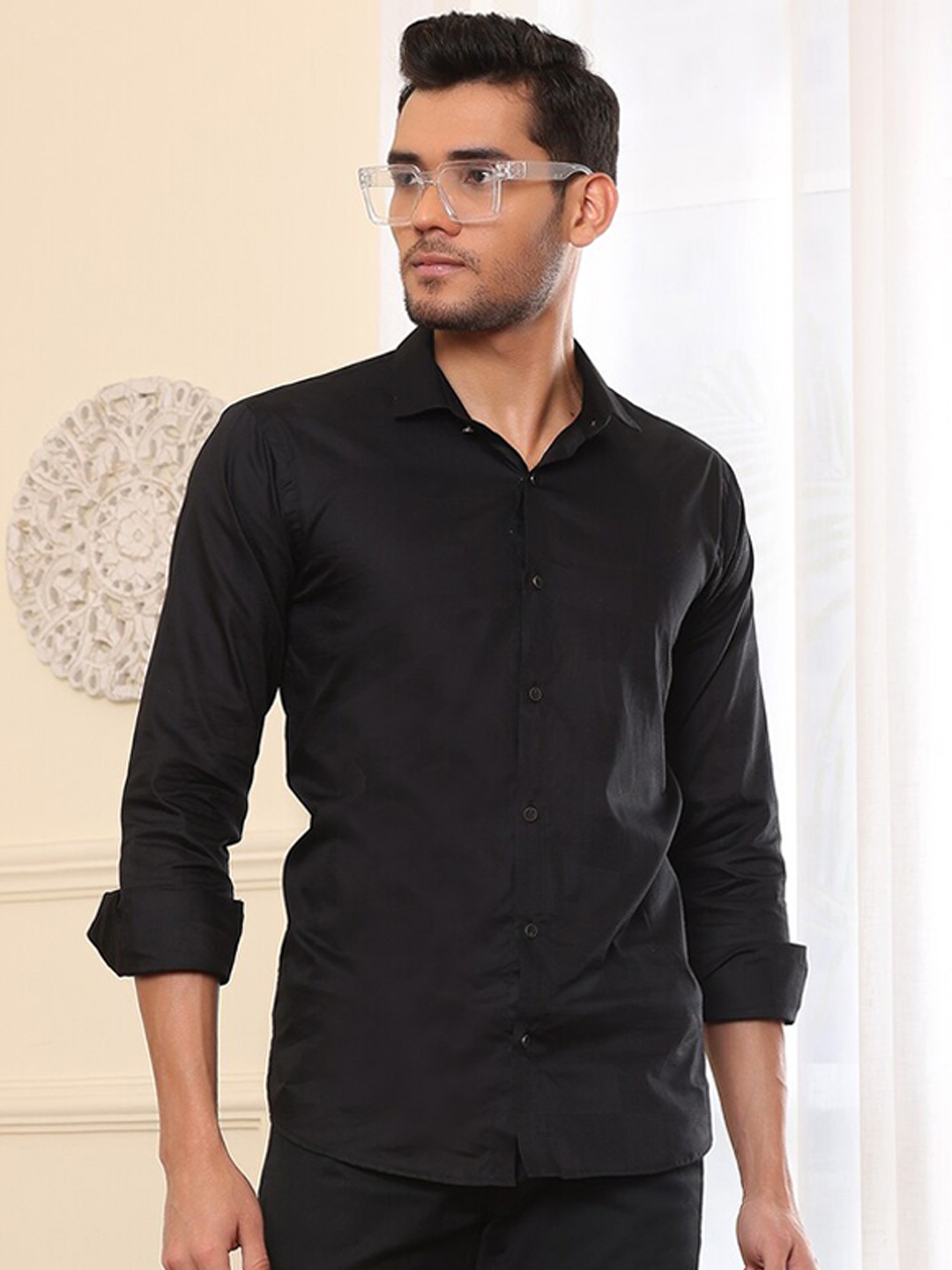 

FILO HEVIS Classic Cotton Formal Shirt, Black