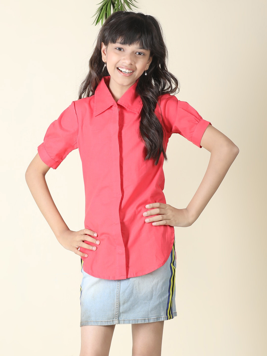 

Cutiekins Girls Shirt Collar Cotton Shirt Style Top, Coral
