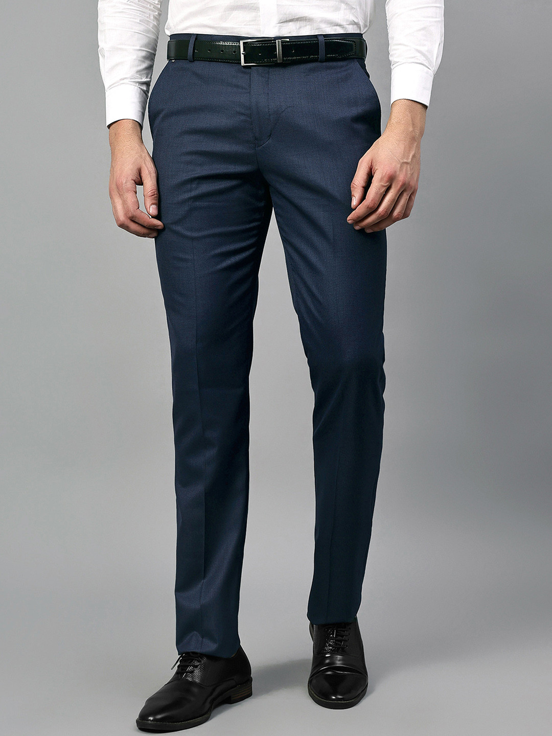 

Cantabil Men Mid-Rise Formal Trousers, Navy blue