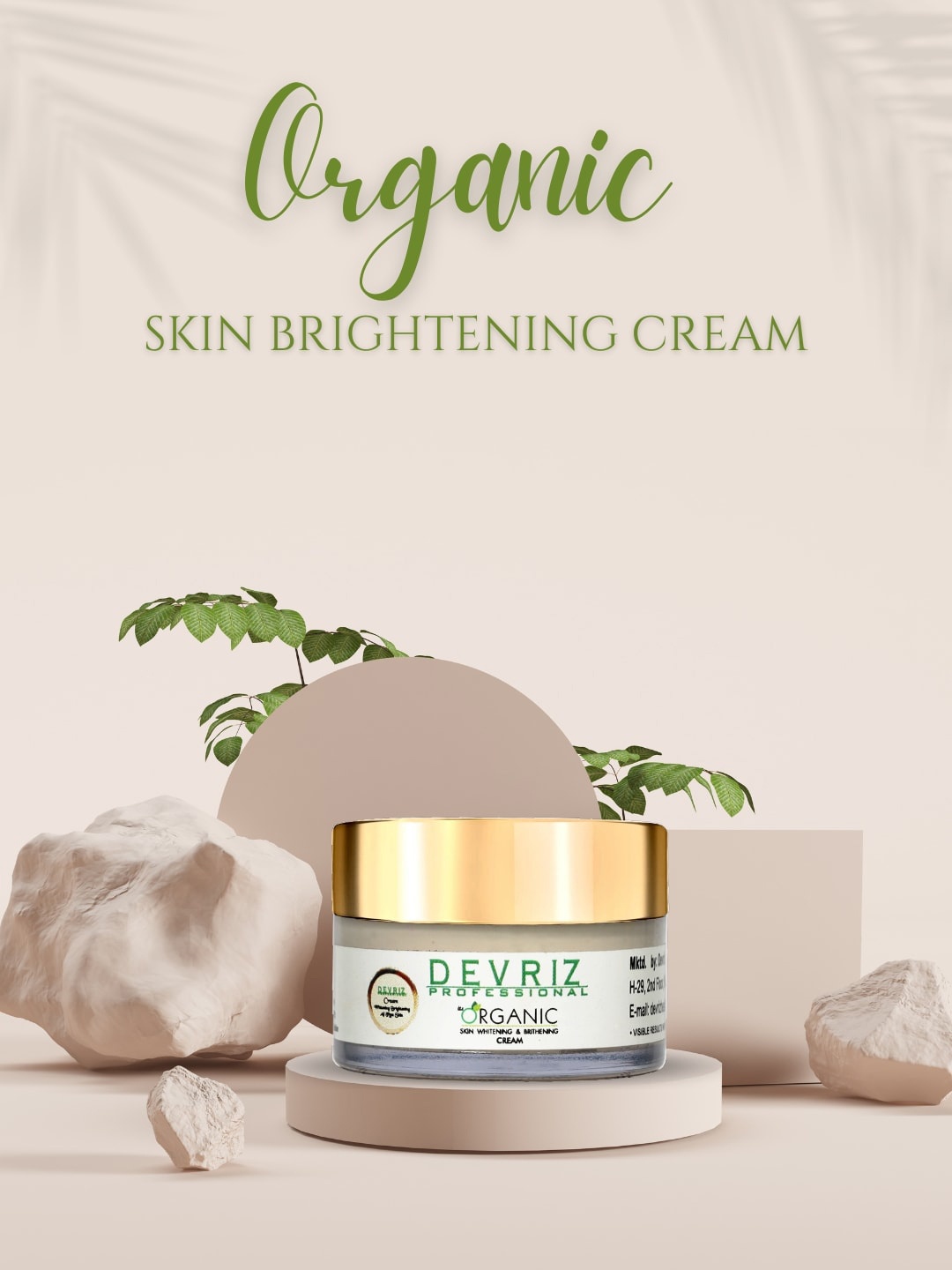 

Devriz Professional Organic Skin Whitening & Brightening Night Cream -15g, White