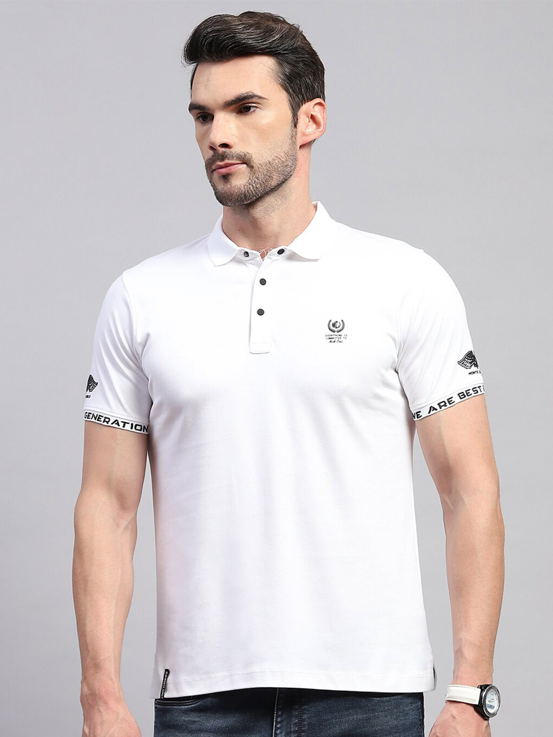 

Monte Carlo Polo Collar Cotton T-shirt, White