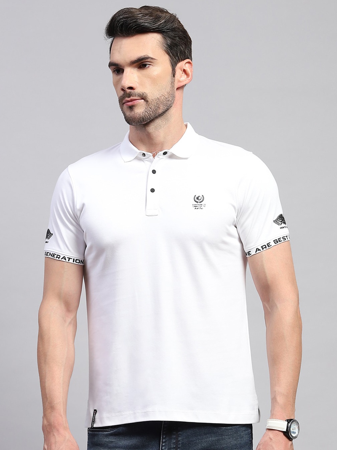 

Monte Carlo Polo Collar Cotton T-shirt, White