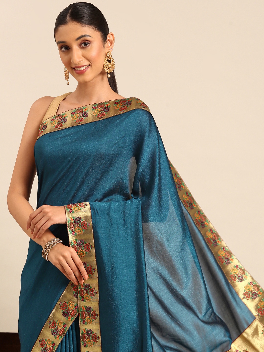 

HERE&NOW Zari Saree, Blue