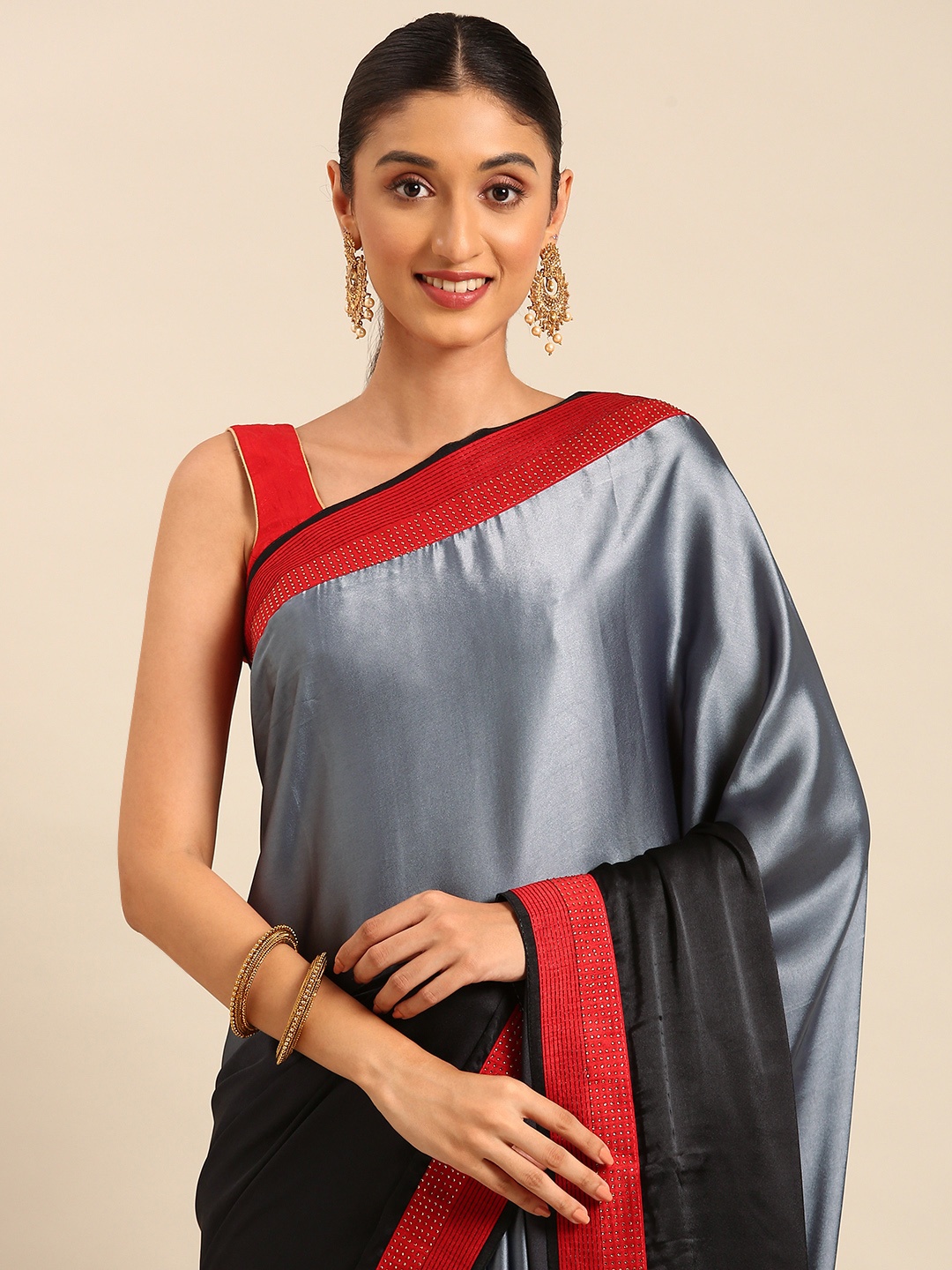 

HERE&NOW Ombre Pure Silk Saree, Black