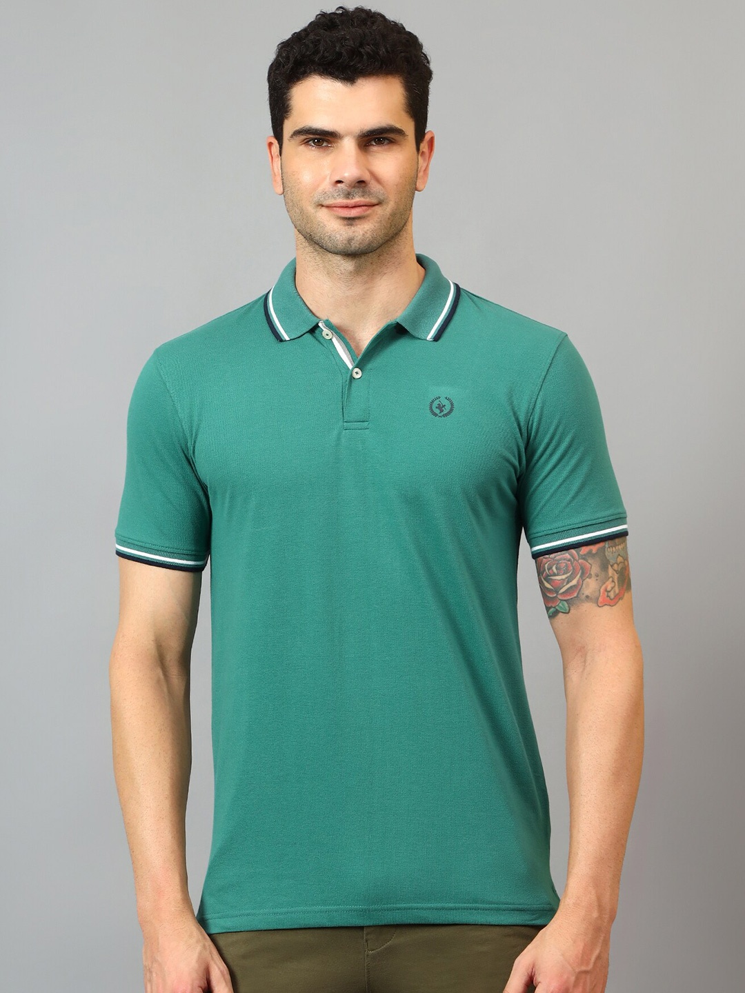 

Cantabil Polo Collar Half Sleeve Cotton T-shirt, Green