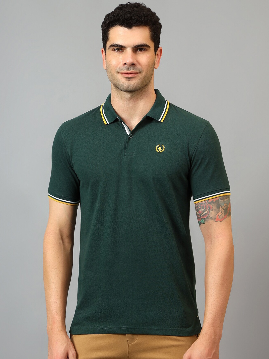 

Cantabil Polo Collar Half Sleeve Cotton T-shirt, Green