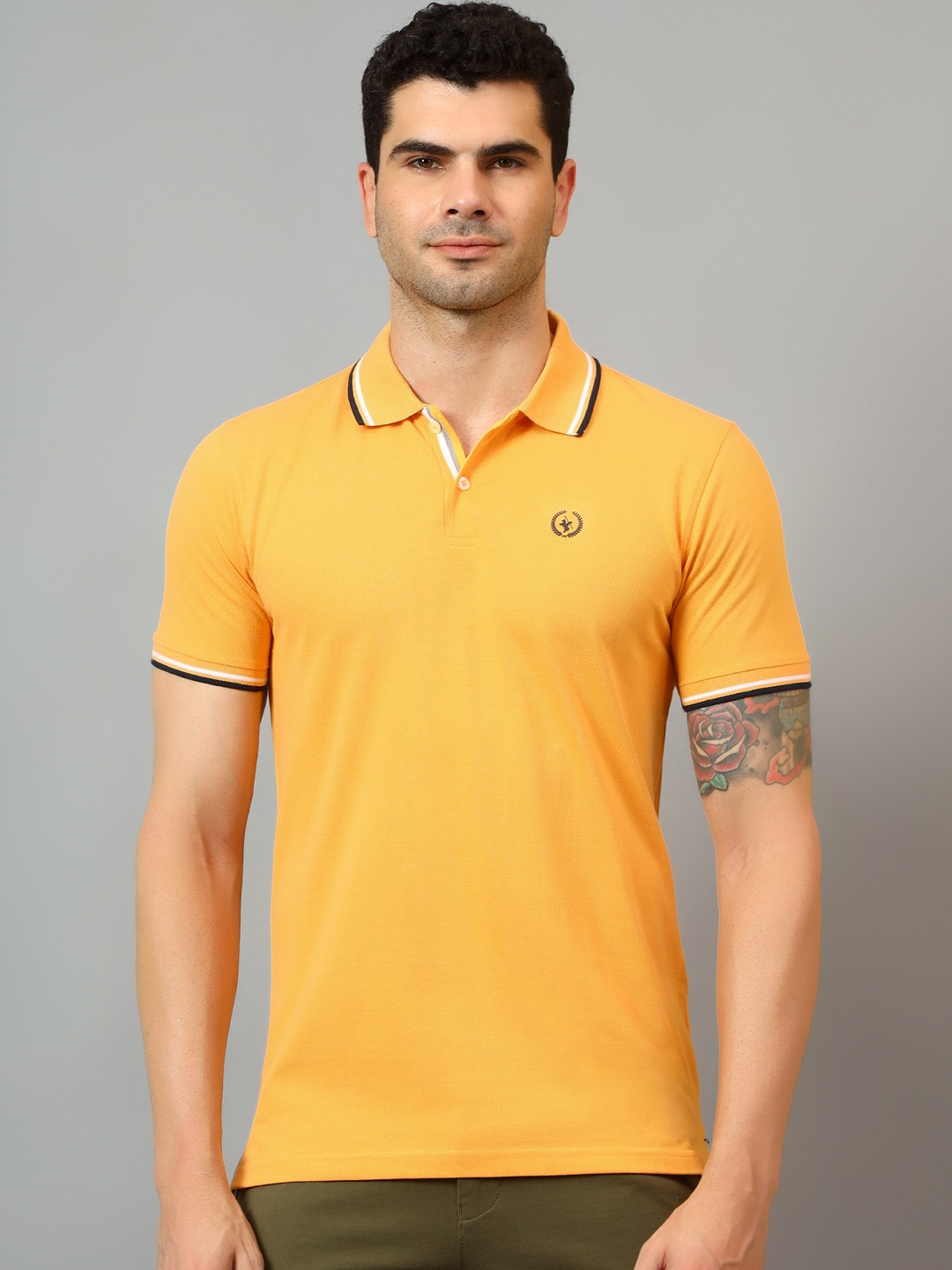 

Cantabil Polo Collar Half Sleeve Cotton T-shirt, Gold