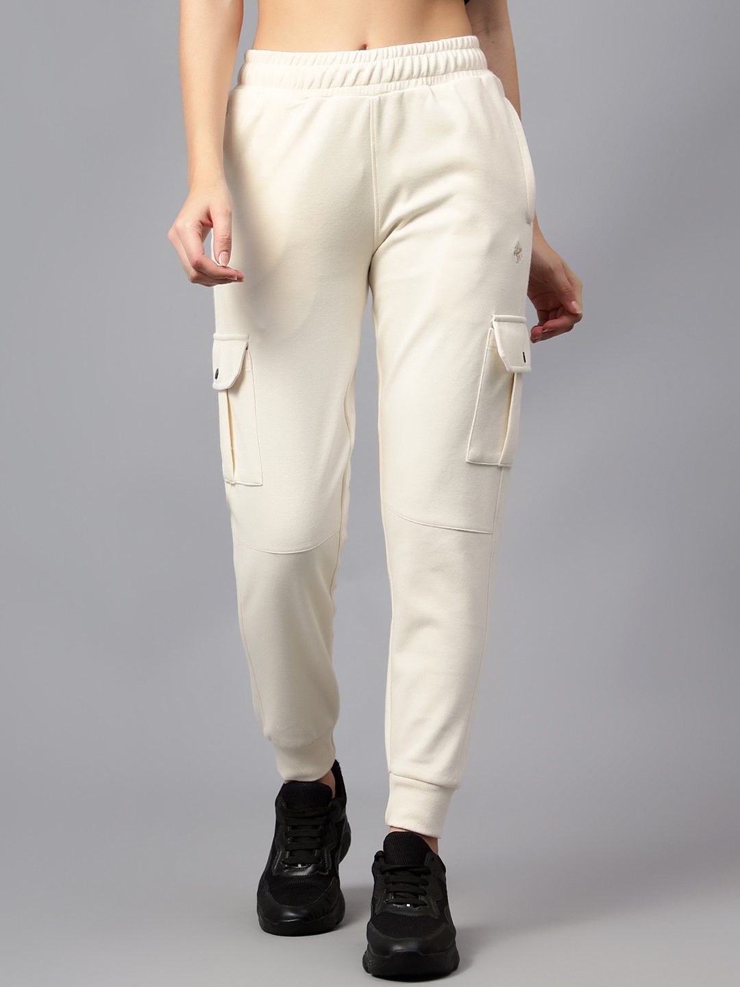 

Cantabil Men Joggers Mid-Rise Cotton Trousers, Off white