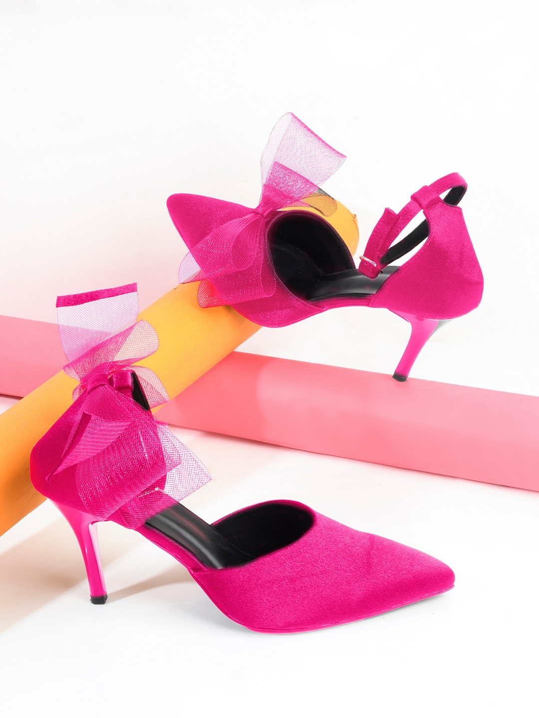 

THE WHITE POLE Bow Detail Stiletto Heels, Pink