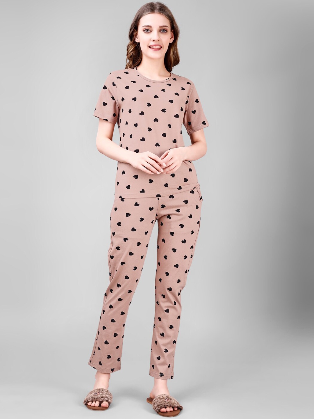 

Smarty Pants Conversational Printed Pure Cotton Night suit, Brown