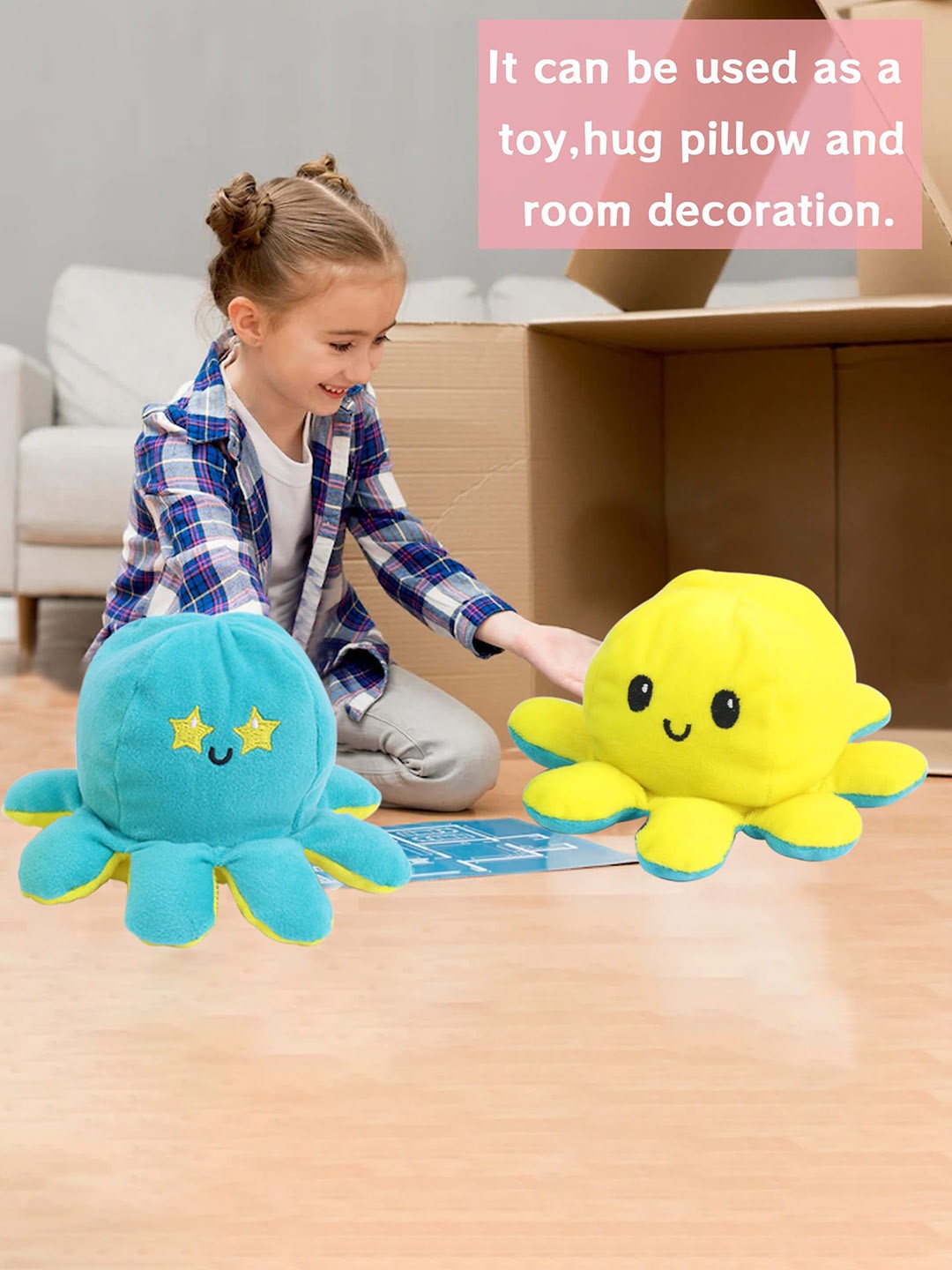 

Xivir Microfibre Filled Non-Allergic Reversible Octopus Soft Toy, Blue