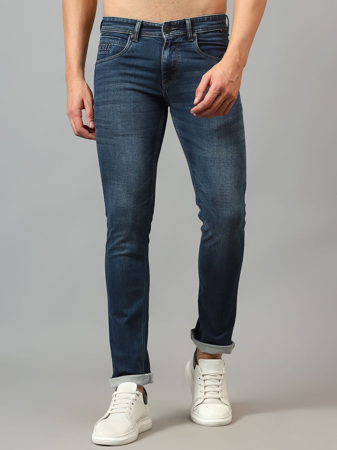 

Cantabil Men Mid-Rise Light Fade Cotton Stretchable Jeans, Blue