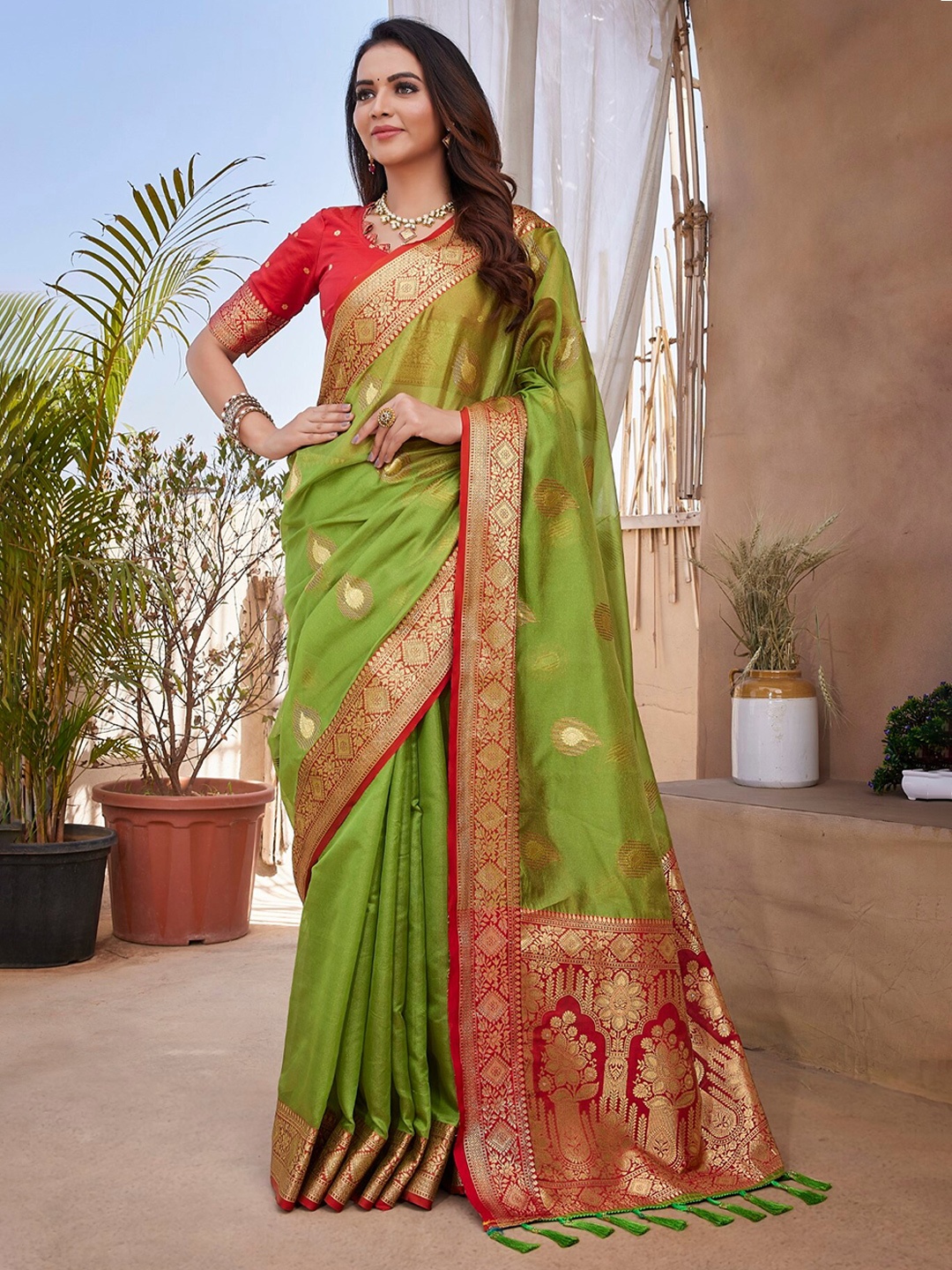 

LeeliPeeri Designer Ethnic Motifs Zari Chanderi Saree, Green