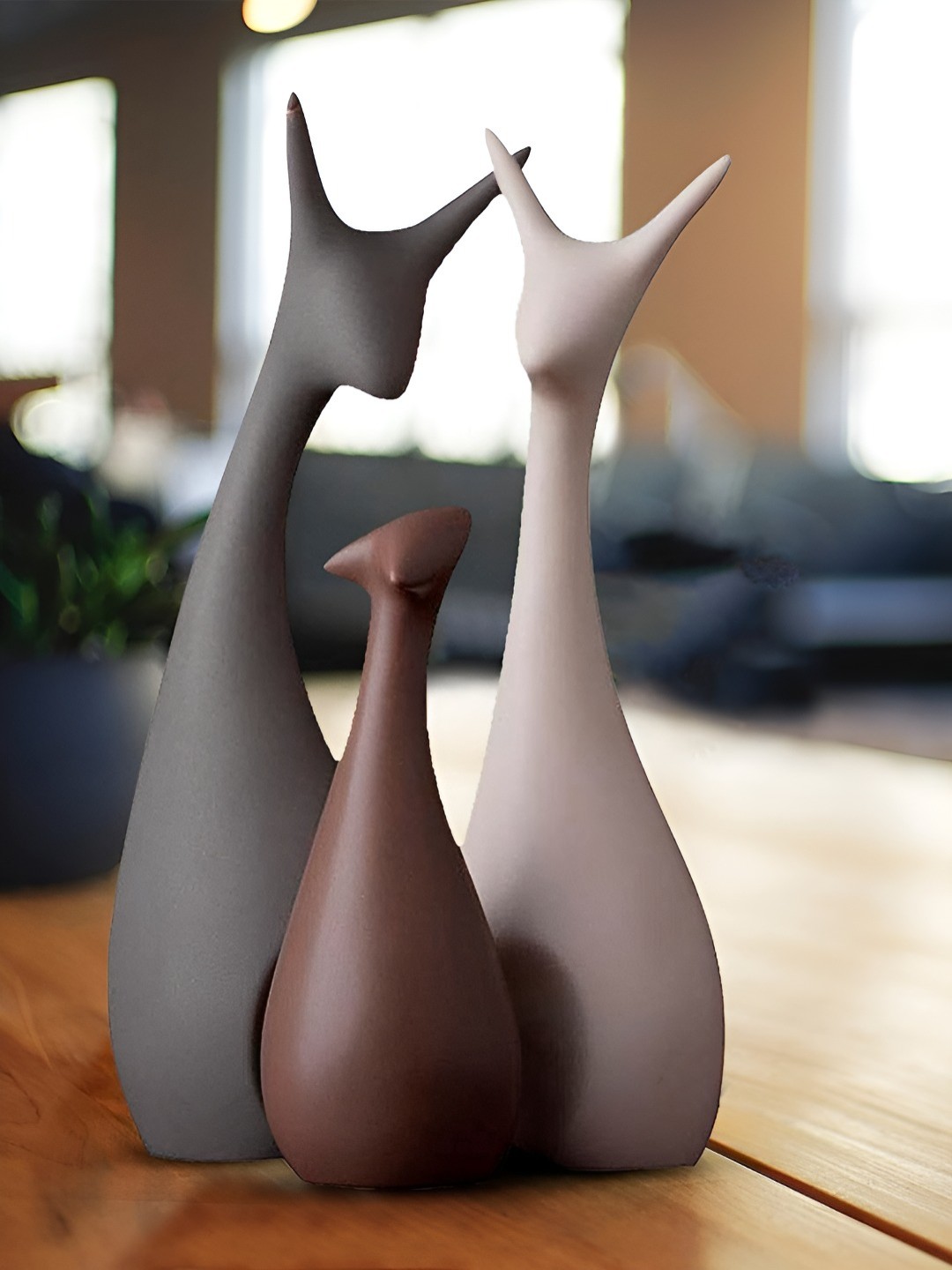

Mariner's Creation Brown & Grey 3 Pieces Ceramic Birds and Animals Figurine Showpieces