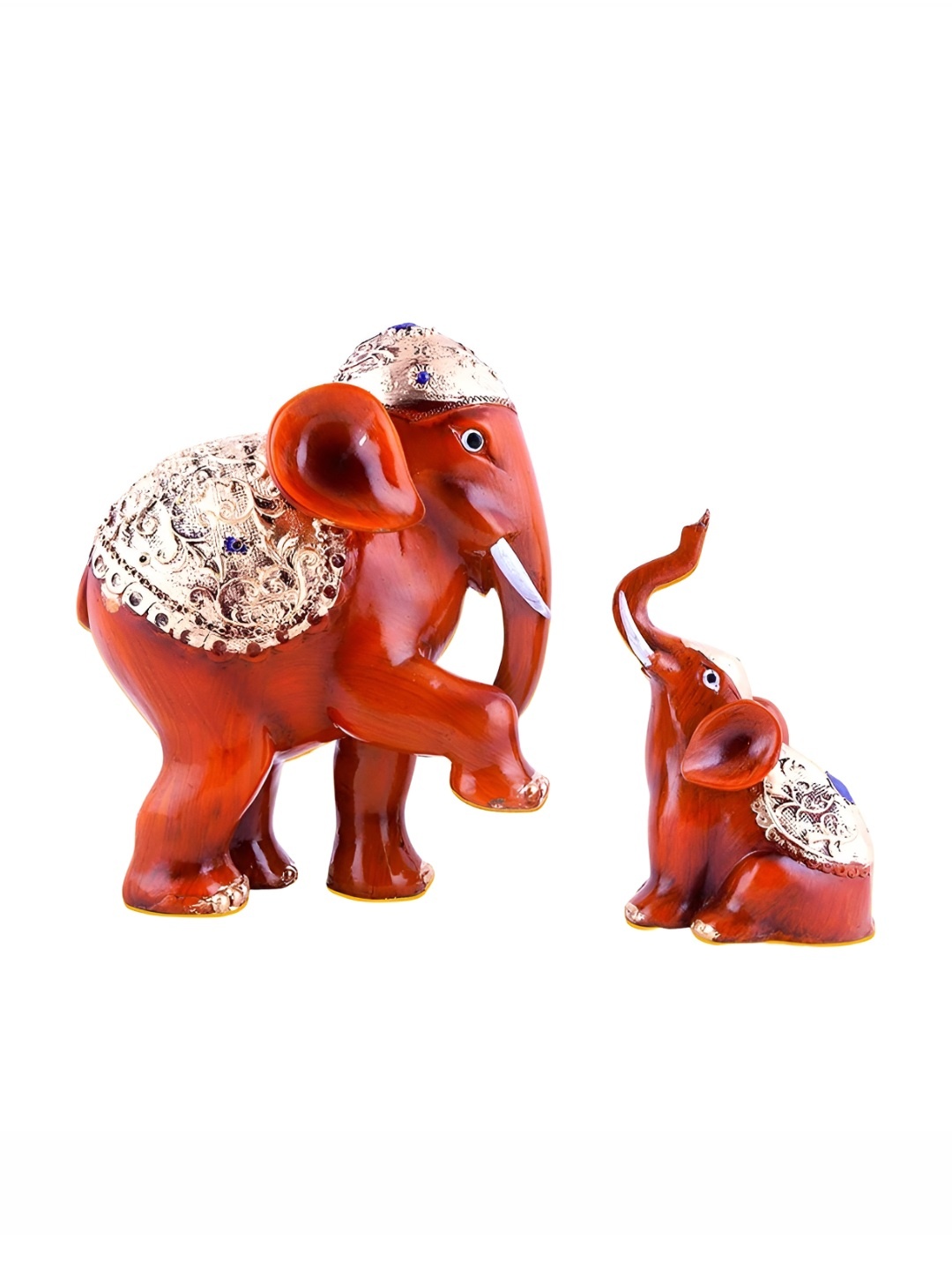 

Mariner's Creation Red & Gold Toned 2 Pieces Birds and Animals Figurine Showpieces