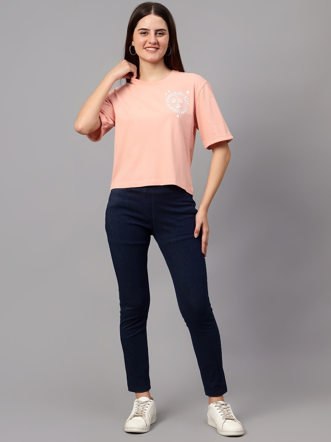 

Cantabil Typography Printed Round Neck T-Shirt, Peach