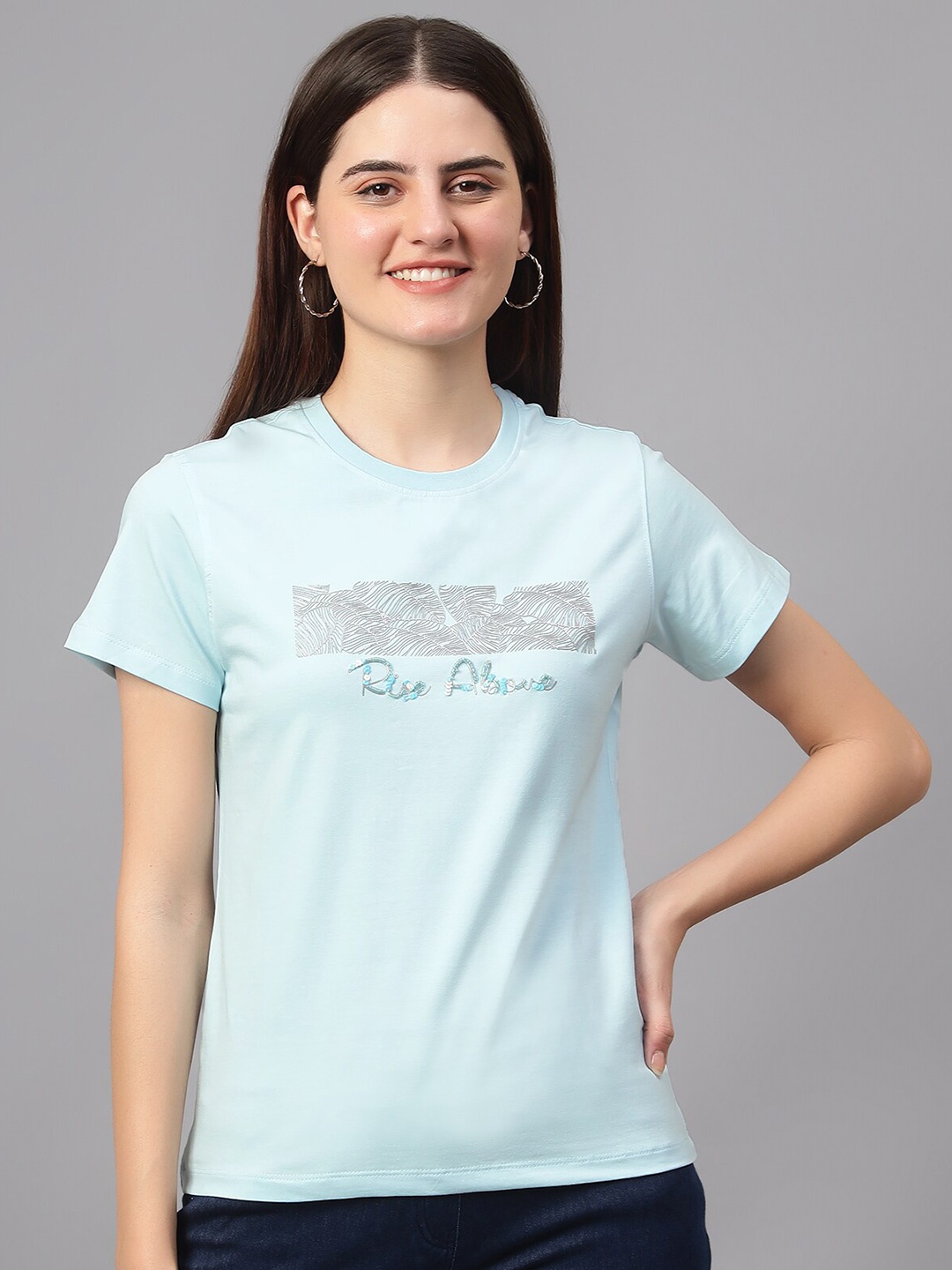

Cantabil Typography Printed Round Neck T-shirt, Blue